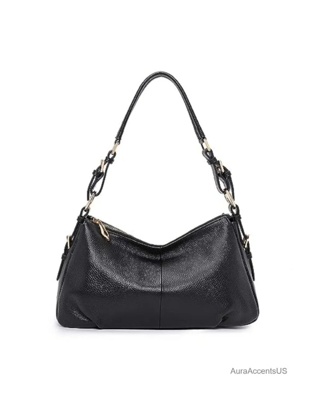 Top Grain Pebbled Cowhide Leather Hobo Bag Adjustable Strap Shoulder Purse